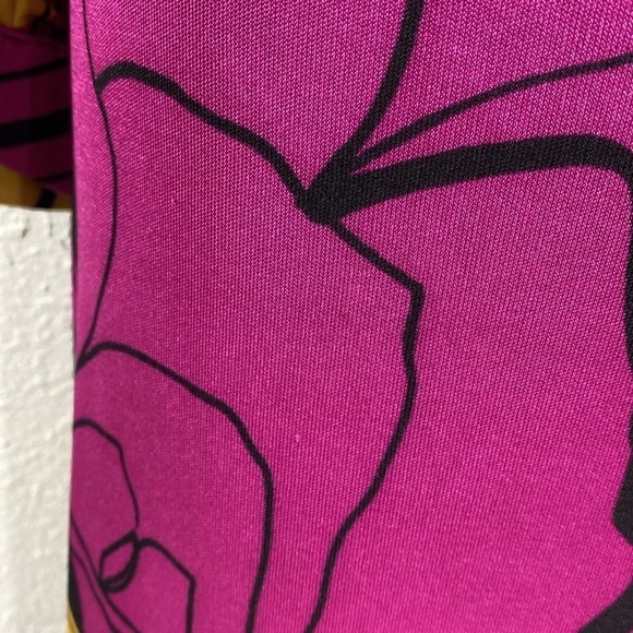 Anthropologie Yoana Baraschi Magenta Pink Yellow Black Floral Silk Shirt Dress M - Picture 7 of 14